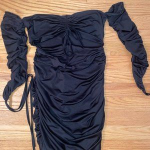 Black Long Sleeve Off-The-Shoulder Dress